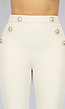 Beige Flared Pantalon met Sierknopen