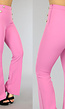 Roze Flared Pantalon met Sierknopen