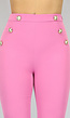 Roze Flared Pantalon met Sierknopen