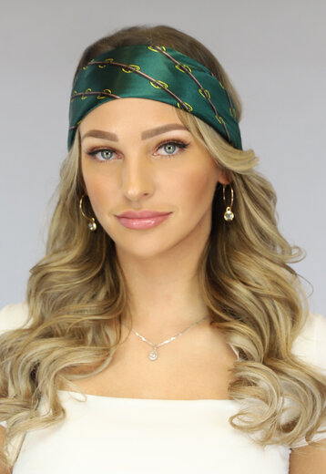 OP=OP! Grote Satin Bandana met Groene Chain Print