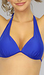 BF2023 Blauwe Push-Up Halter Bikinitop met Plooitjes