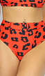 Rood High Waist Maxi Bikinibroekje met Luipaardprint