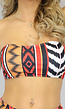 OP=OP.13.S Rode Multiprint Bandeau Bikinitop met Veterdetail