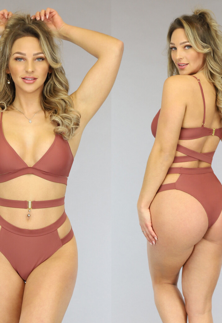 Bruin Maxi Bikinibroekje met Straps