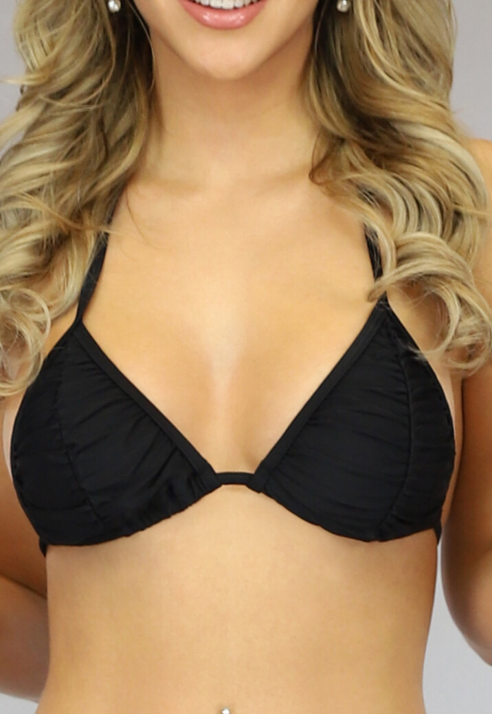 Zwarte Geplooide Triangel Bikinitop