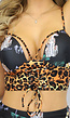 BF2023 Longline Push-Up Bikinitop met Luipaardprint