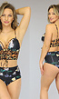 Longline Push-Up Bikinitop met Luipaardprint