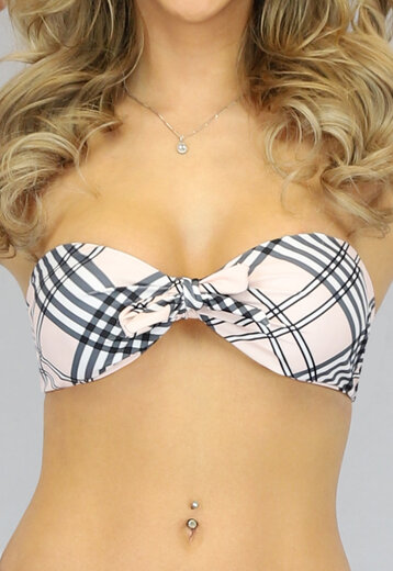 BF2023 Bandeau Bikinitop met Ruitprint