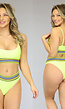 Neon Gele Bikinitop met Grafische Band