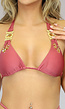 BF2023 Oudroze Triangel Bikinitop met Gouden Glitter Details