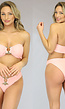 Zalmroze Bandeau Bikinitop met Gouden Detail