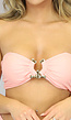 Zalmroze Bandeau Bikinitop met Gouden Detail