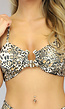 Luipaard Rib Bandeau Bikinitop met Gouden Detail