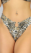 Luipaard Maxi Rib Bikinibroekje met Gouden Detail