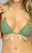 BF2023 Groene Triangel Wrap Bikinitop met Gouden Details