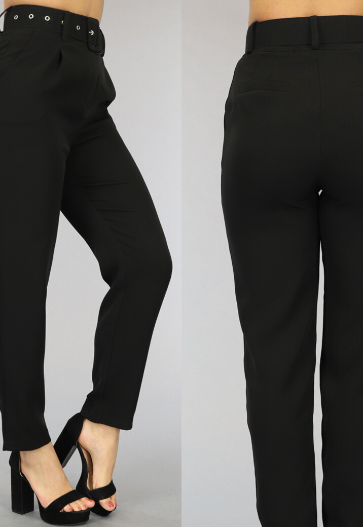 Zwarte High Waist Pantalon met Riem