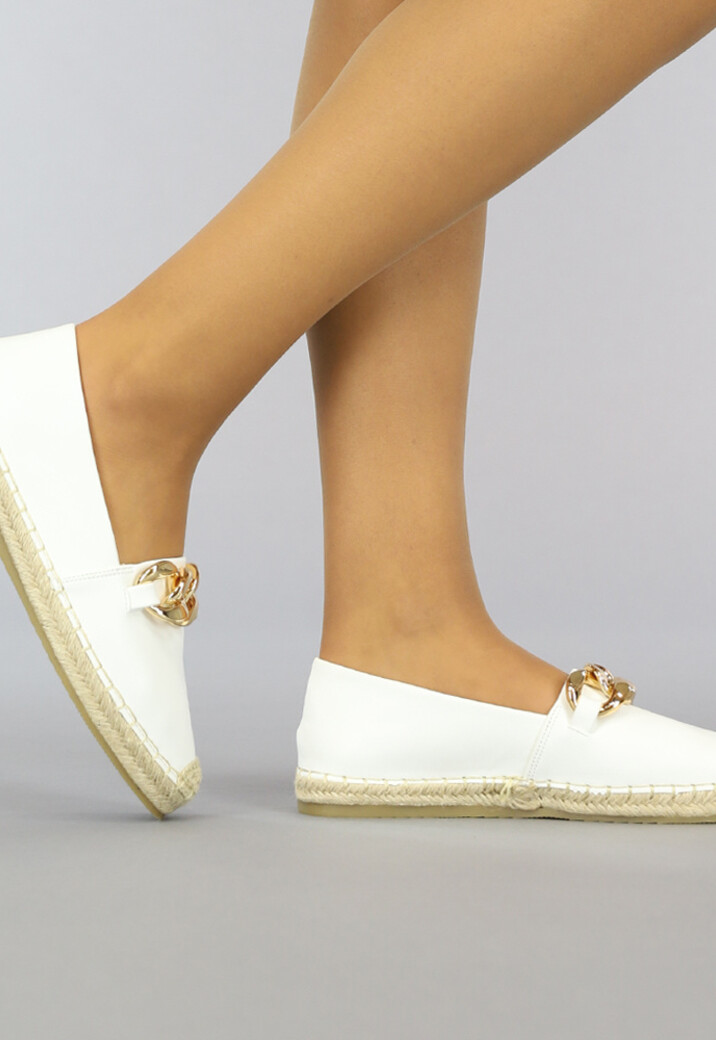 Witte Slip-On Espadrilles met Chain