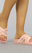 BF2023 Roze Suède-Look Slippers met Crossover