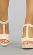 Beige Suède-Look Plateau Sandaletten met Peeptoe