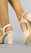 Beige Suède-Look Plateau Sandaletten met Peeptoe