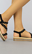 Gevlochten Zwarte Sandalen met Plateau