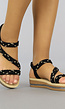 Gevlochten Zwarte Sandalen met Plateau