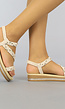 Gevlochten Beige Sandalen met Plateau