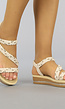 BF2023 Gevlochten Beige Sandalen met Plateau