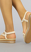 Gevlochten Beige Sandalen met Plateau