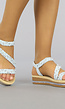 Gevlochten Lichtblauwe Sandalen met Plateau