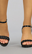 Zwarte Peeptoe Sandaletten met Gevlochten Bandje