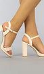 Beige Peeptoe Sandaletten met Gevlochten Bandje