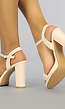 Beige Peeptoe Sandaletten met Gevlochten Bandje