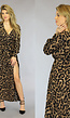 Cheetah Maxi Jurk met Split en Tailleband