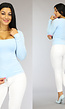 Babyblauwe Longsleeve Top met Vierkante Hals