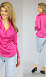 Fuchsia Satin Gedrapeerde Blouse