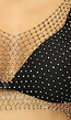 Zwart Fishnet Topje met Strass