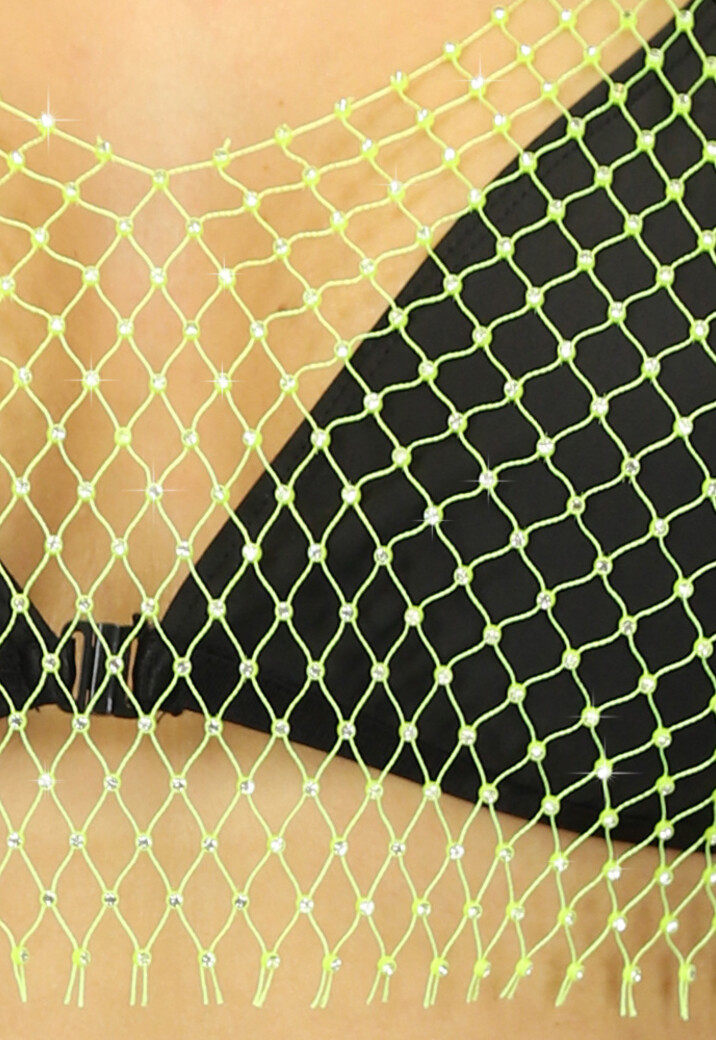 Lime Fishnet Topje met Strass