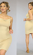 Beige Bodycon Jurkje met Chain Schouderbandjes