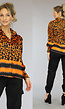 Oranje Loose-Fit Blouse met Giraf en Chain Print