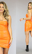 Oranje Lederlook Bandeau Jurk