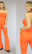 Oranje Bandeau Set met Flair Pantalon