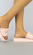 BF2023 Roze Slippers met Gevlochten Band en Gouden Details