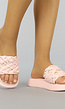 Roze Slippers met Gevlochten Band en Gouden Details