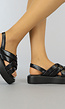 Zwarte Strappy Slippers met Crossover en Hielband