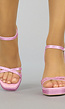 Roze Glam Sandaletten met Stevige Hak