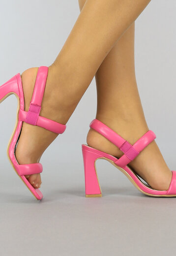 BF2023 Fuchsia Retro Peeptoe Sandaletten met Stevige Hak