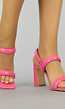 Fuchsia Retro Peeptoe Sandaletten met Stevige Hak