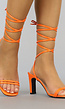 Oranje Wikkel Sandaletten met Vierkante Neus