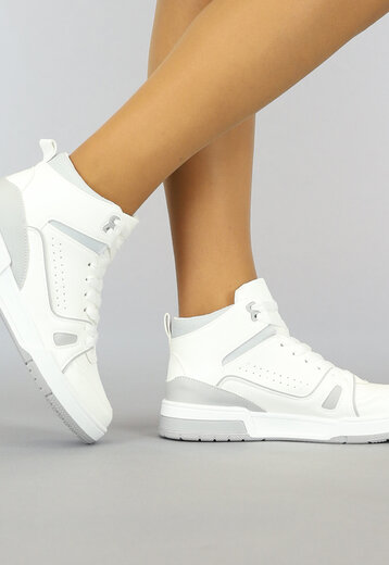 BF2023 Witte Hoge Sneakers met Grijze Details